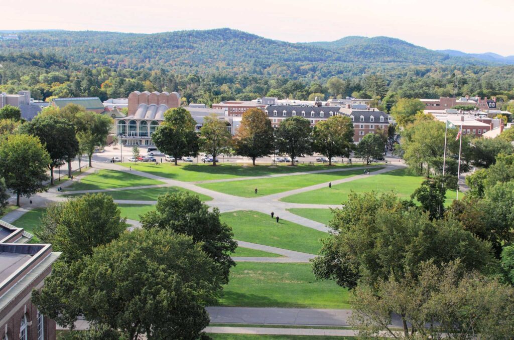 Aerial view of the Dartmouth College Green