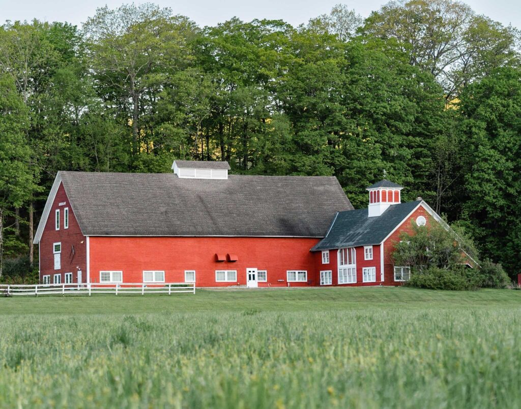 Red barn at Quechee Marshland Farms